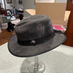 NWT Balboa Mens XXL‎ Leather Fedora Hat Tumbler Asphalt American Hat Makers